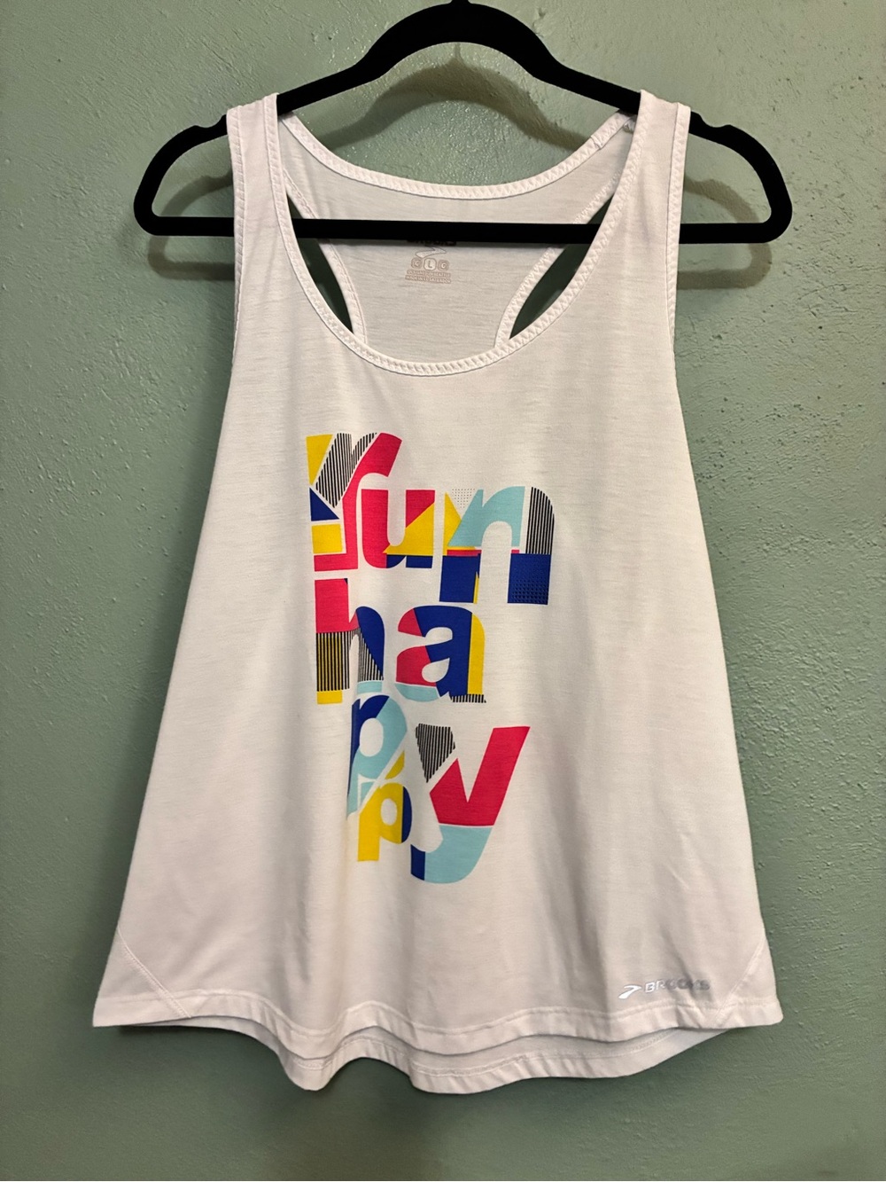 Brooks White Graphic Racerback Tank Top - Women